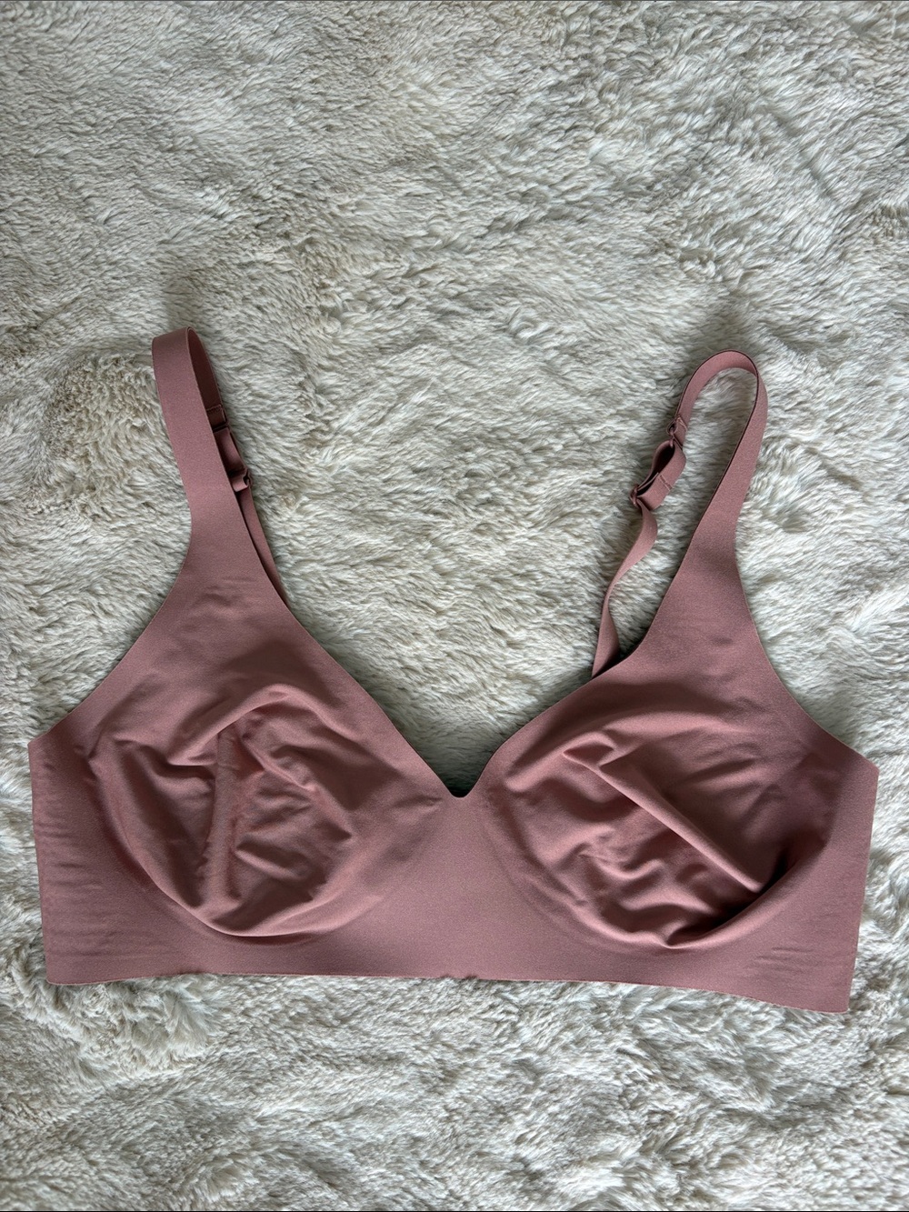 Bombas Light pink Seamless V-Neck Bralette Wireless Unlined Bra Size large